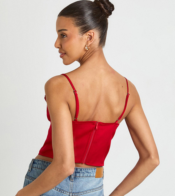 boohoo  corset-bubble-edit - Red Cropped Tops