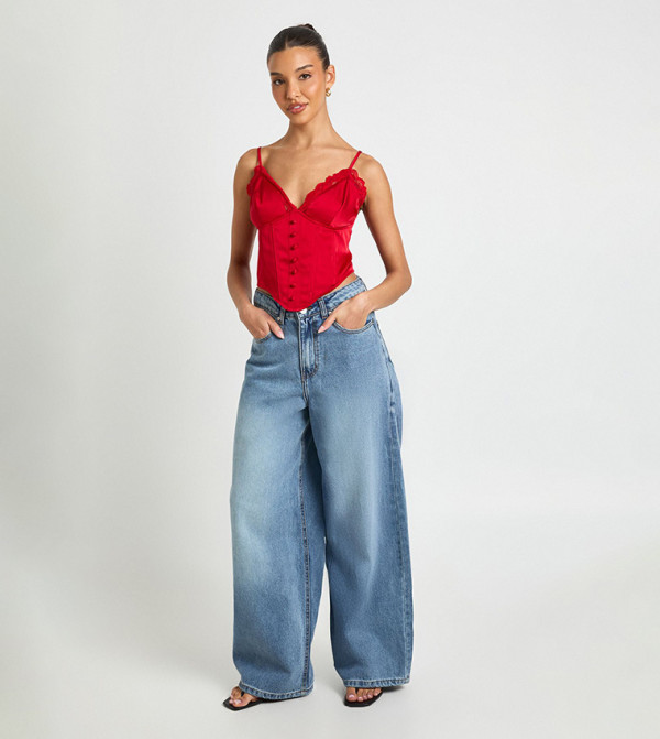 boohoo  corset-bubble-edit - Red Cropped Tops