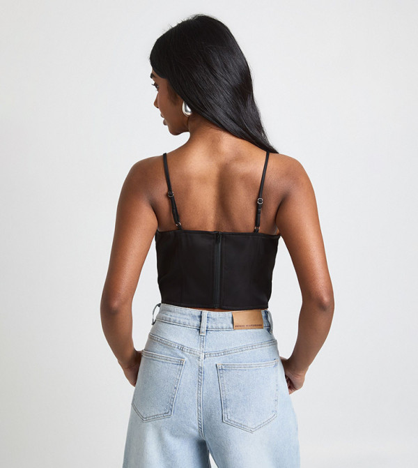boohoo  corset-bubble-edit - BLACK Cropped Tops