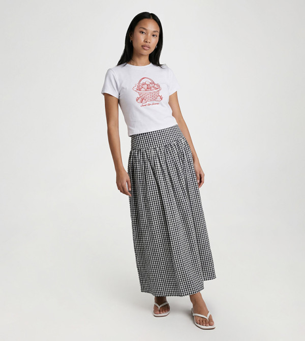 بوهو pretty-in-prints-w - أسود Midi Skirts