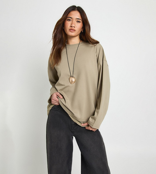boohoo boohoo - Khaki Long Sleeve T-Shirts