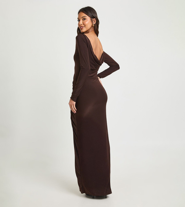 بوهو  modest-dressing - بني  Maxi Dresses