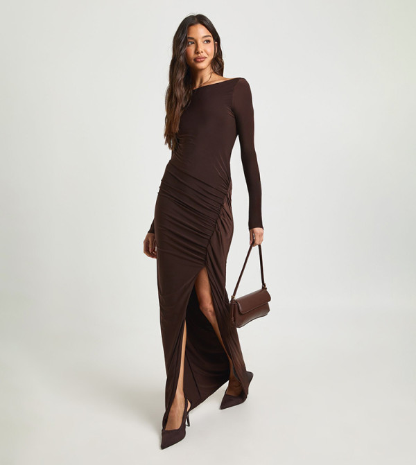 بوهو  modest-dressing - بني  Maxi Dresses
