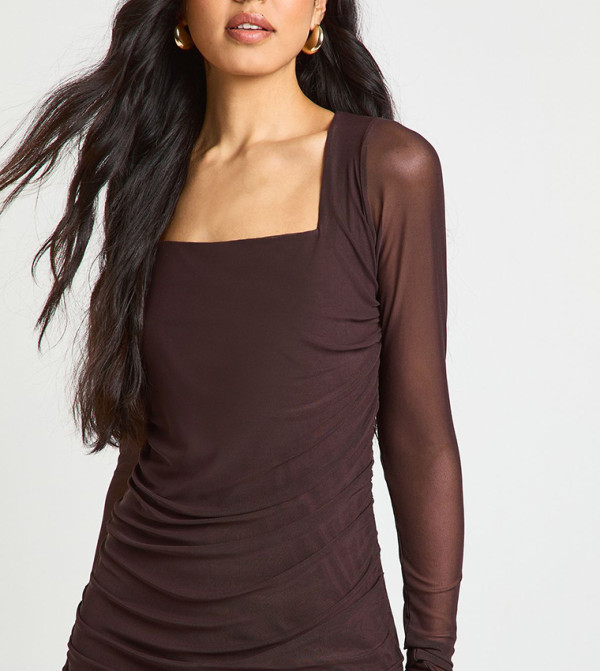بوهو  modest-dressing - بني  Midi Dresses