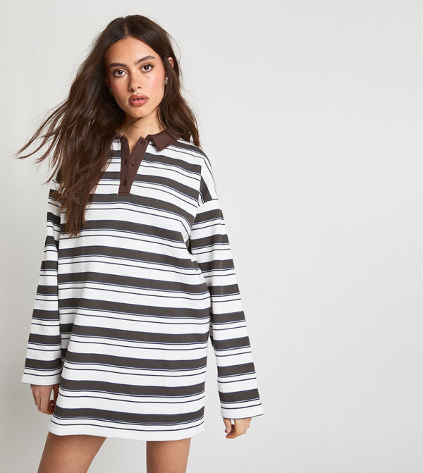 boohoo  Dresses - Brown Shirt & T-Shirt Dresses