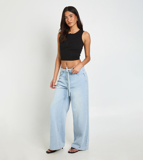 boohoo  Jeans - Blue Wide Leg Jeans