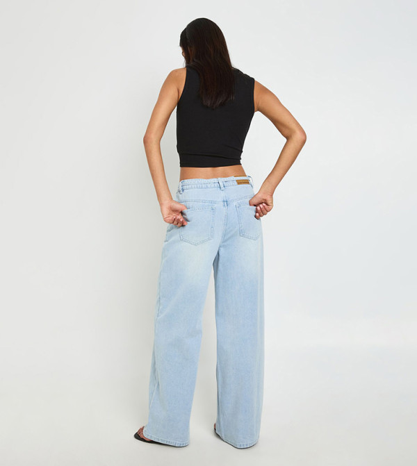 boohoo  Jeans - Blue Wide Leg Jeans