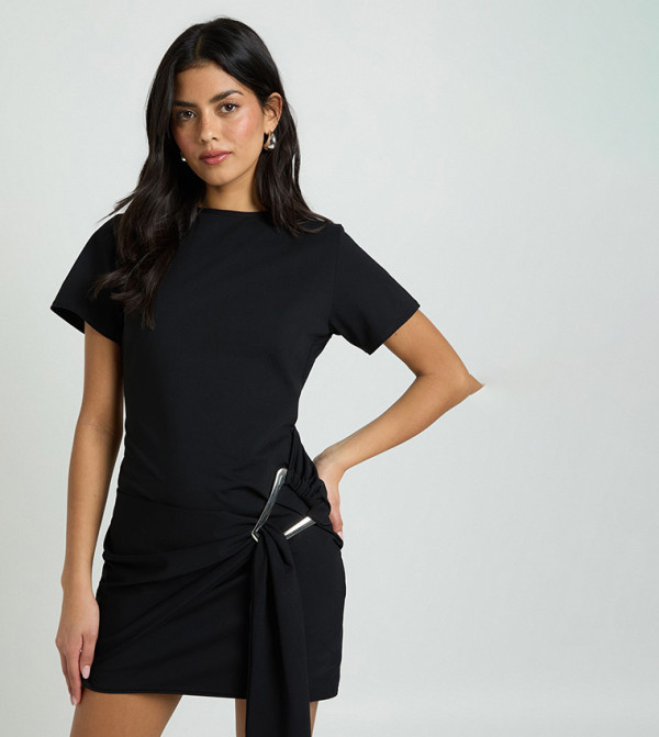 boohoo  Clothing - BLACK Shirt & T-Shirt Dresses
