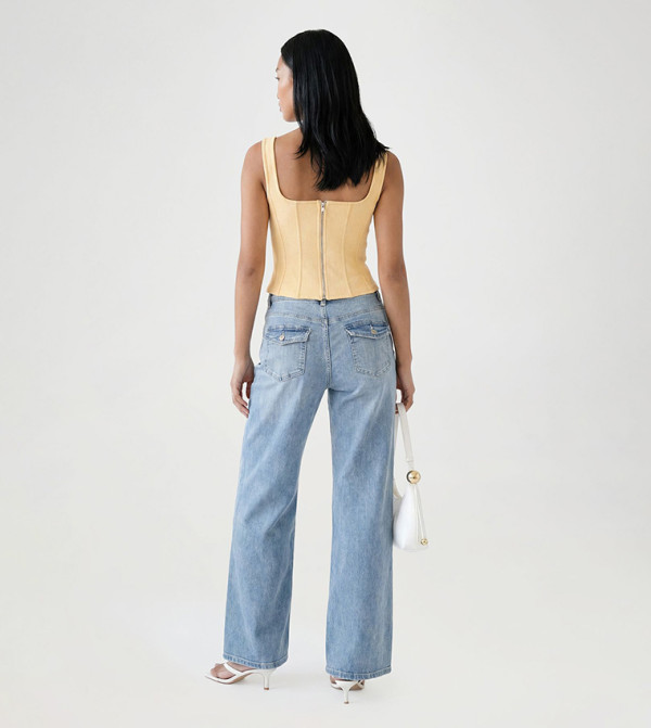 بوهو  corset-bubble-edit - بيج Sleeveless Tops