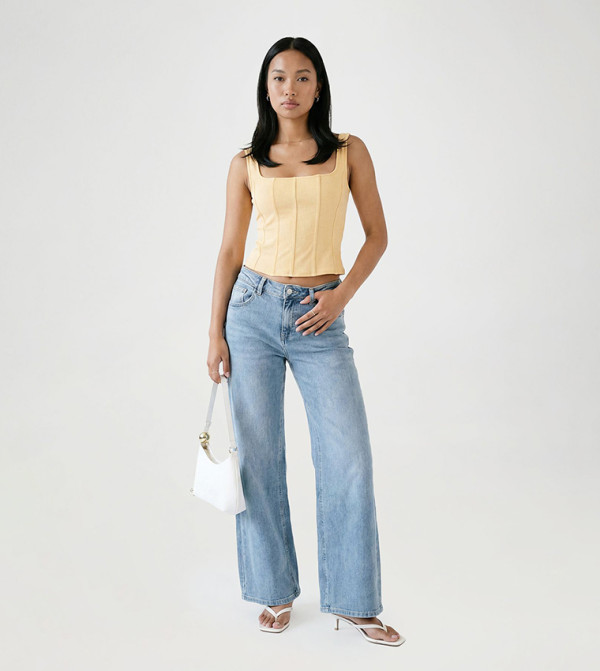 بوهو  corset-bubble-edit - بيج Sleeveless Tops