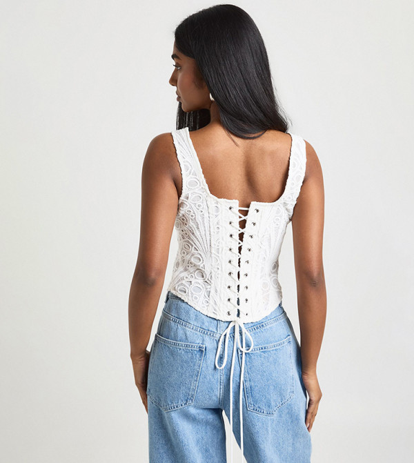 بوهو  corset-bubble-edit - أبيض Sleeveless Tops