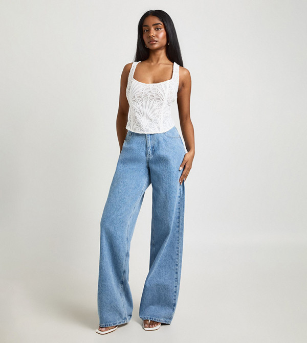 بوهو  corset-bubble-edit - أبيض Sleeveless Tops