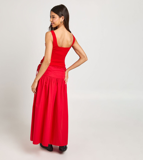 بوهو corset-bubble-edit - أحمر Sleeveless Tops