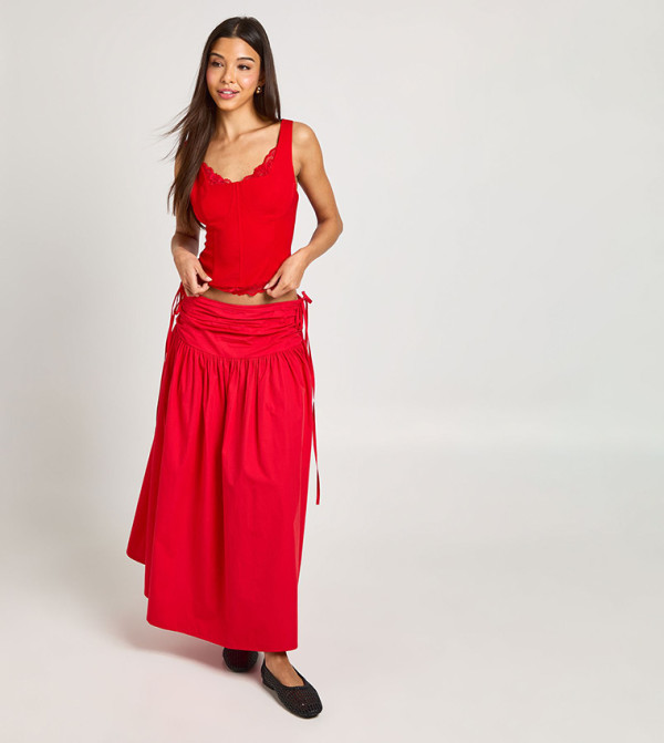 بوهو corset-bubble-edit - أحمر Sleeveless Tops