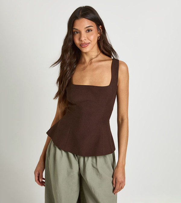 بوهو  corset-bubble-edit - بني  Sleeveless Tops