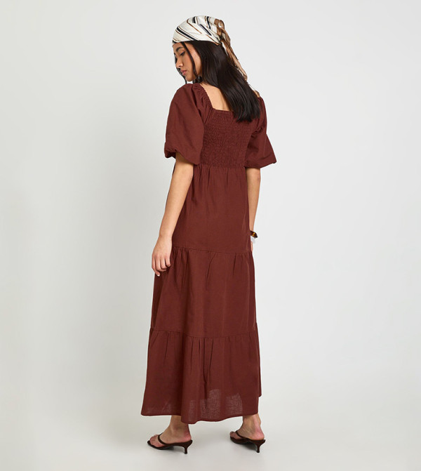 boohoo  vacation-loading-w - Brown Midi Dresses