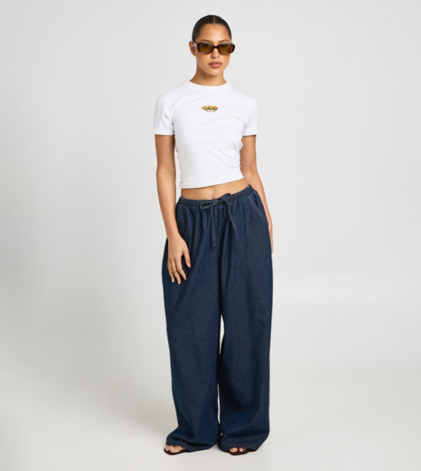 boohoo  denim-obsessed - Navy Wide Leg Jeans