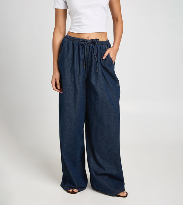 boohoo  denim-obsessed - Navy Wide Leg Jeans
