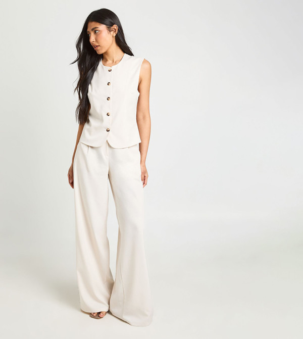 boohoo  summer-tailoring - Off White Casual Pants