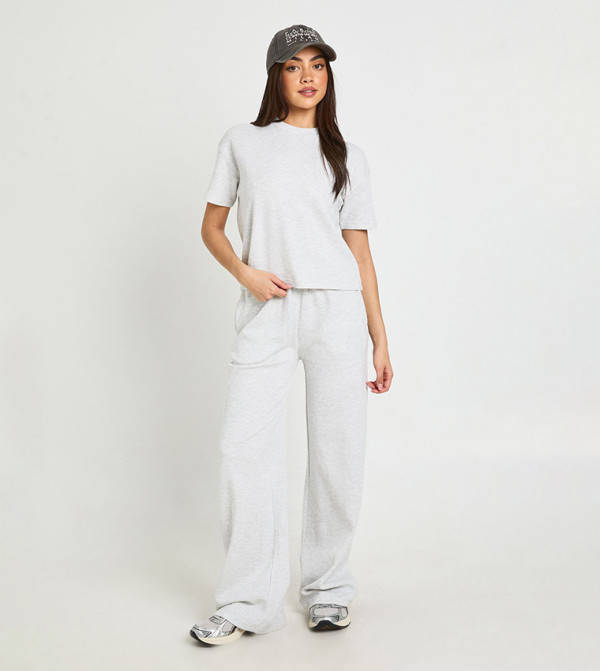 بوهو  co-ord-sets - LIGHT GREY Co-Ord Set