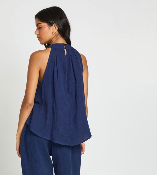 boohoo  resort-edit - Navy Sleeveless Tops
