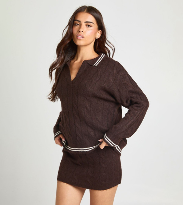 بوهو  أطقم ملابس - بني  Co-Ord Set