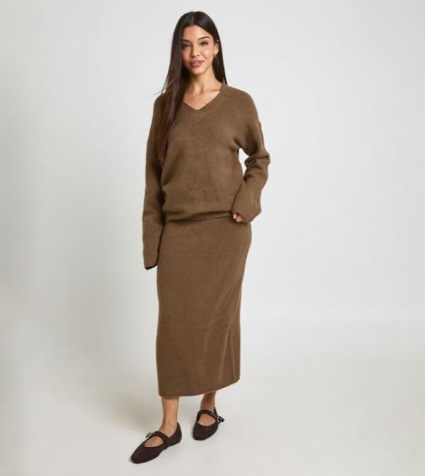 بوهو  أطقم ملابس - بني  Co-Ord Set