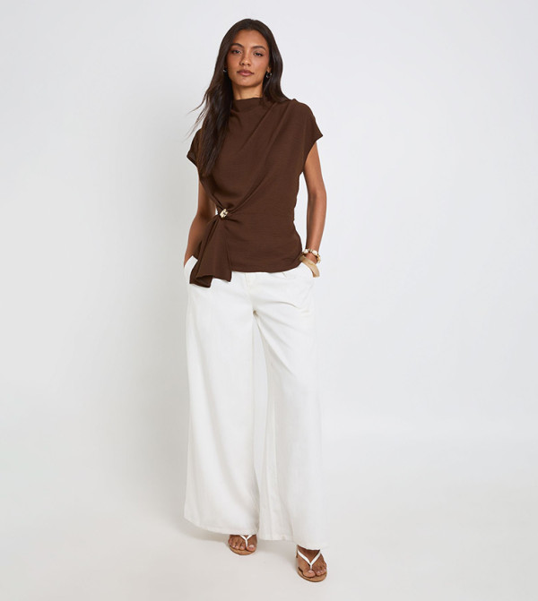 بوهو  satin-going-out - بني  Casual Tops