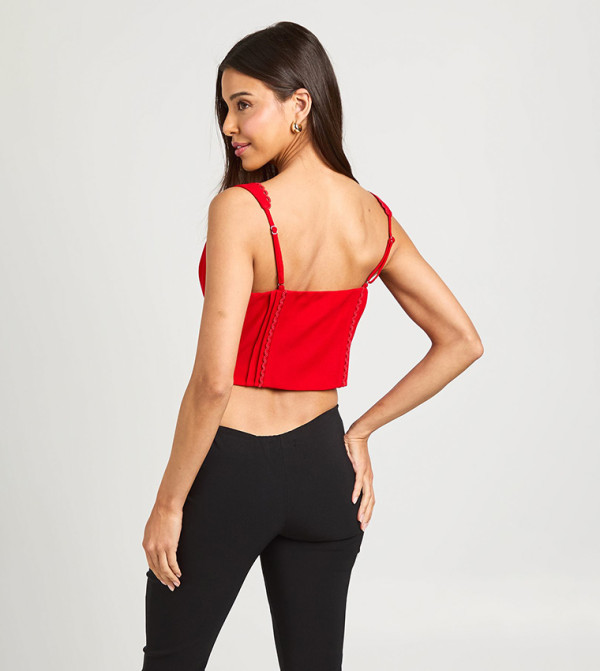 بوهو corset-bubble-edit - أحمر Sleeveless Tops