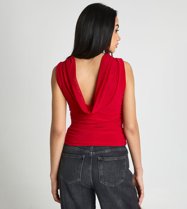 بوهو  satin-going-out - أحمر Sleeveless Tops