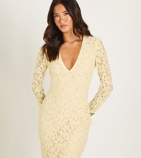 بوهو  modest-dressing - أصفر Maxi Dresses