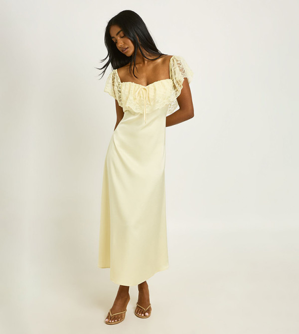 بوهو  romance-lace-edits - أصفر Midi Dresses
