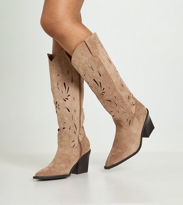 boohoo  Knee High Boots - Beige Knee length Boots