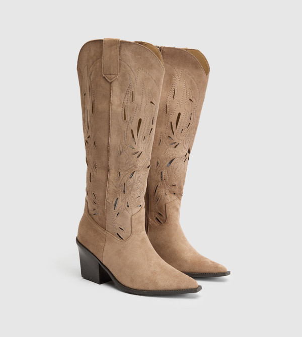 boohoo  Knee High Boots - Beige Knee length Boots