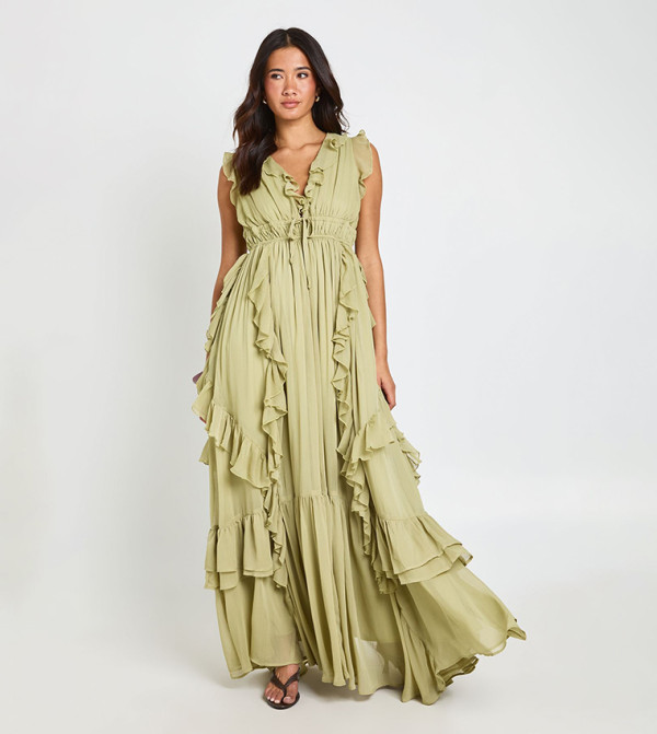 boohoo romance-lace-edits - Green Maxi Dresses