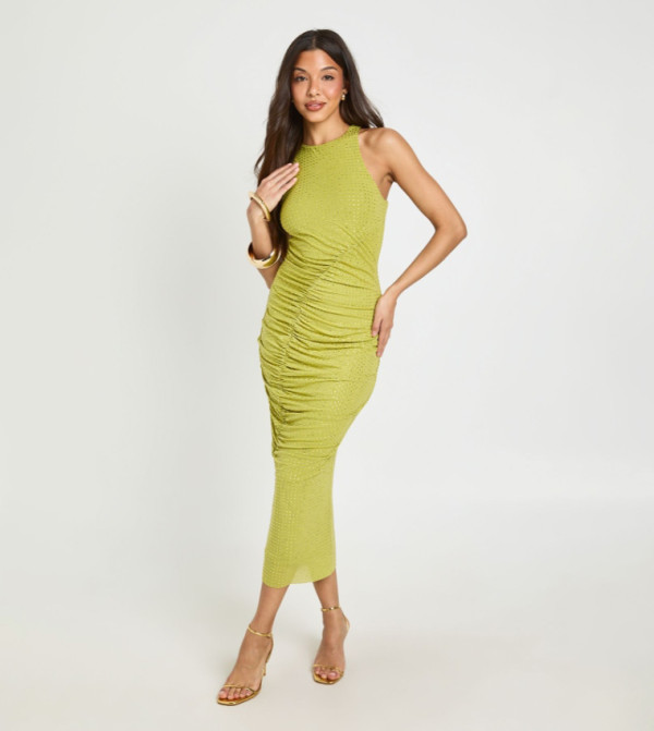 بوهو  modest-dressing - أخضر Midi Dresses