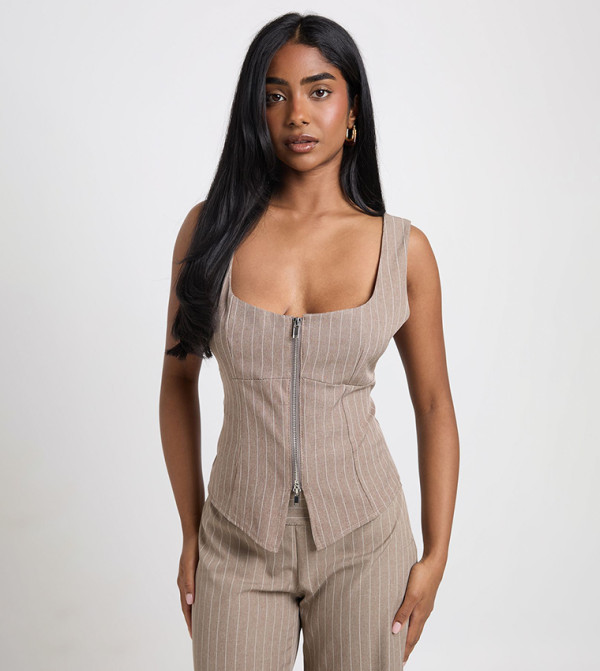 boohoo  summer-tailoring - Beige Sleeveless Tops