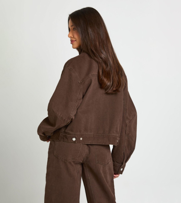 boohoo  Denim Jackets - Brown Denim Jackets