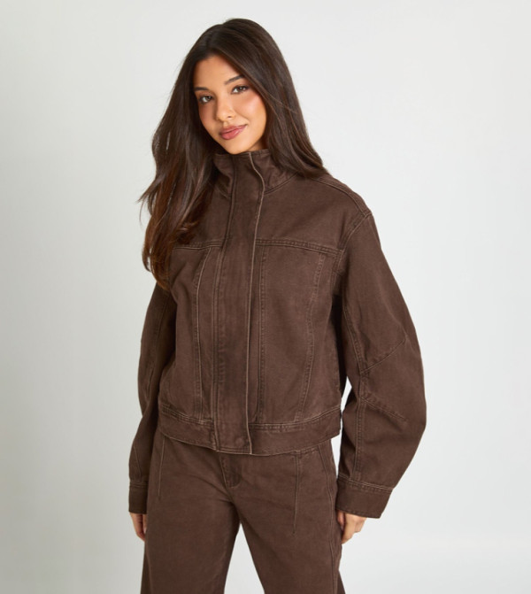 boohoo  Denim Jackets - Brown Denim Jackets