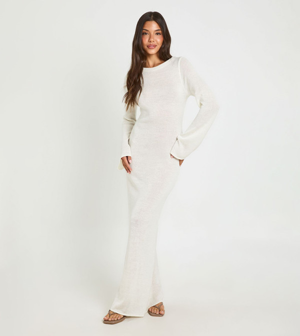 boohoo  modest-dressing - Ecru Maxi Dresses