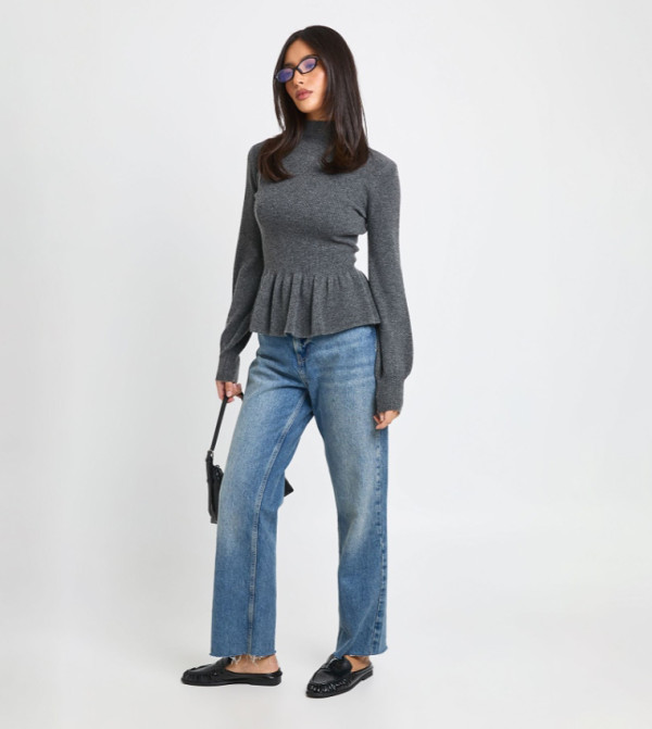 بوهو  سترات - رمادي Turtle neck Sweaters