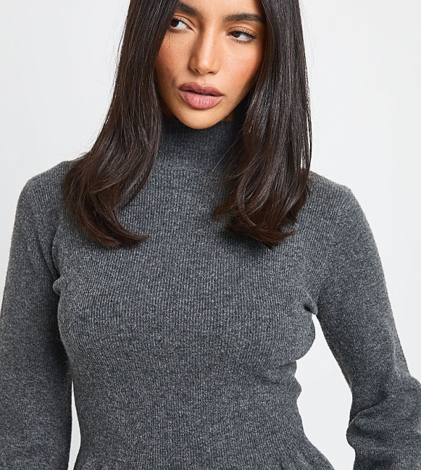 بوهو  سترات - رمادي Turtle neck Sweaters