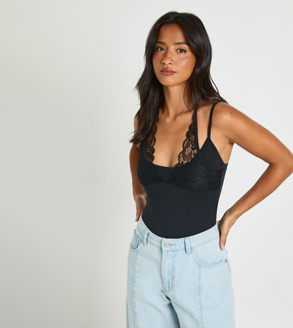 boohoo  Bodysuit - BLACK Bodysuit