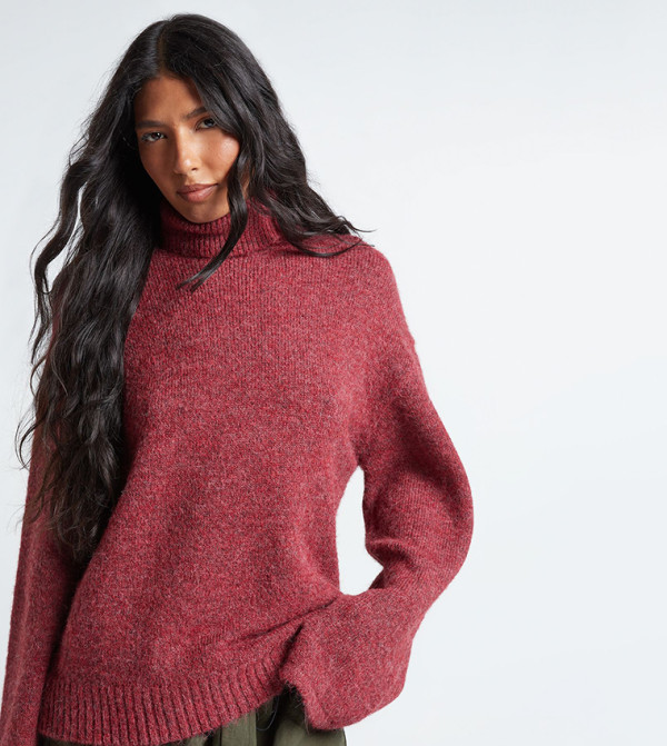 boohoo Sweaters - Burgundy Turtle neck Sweaters