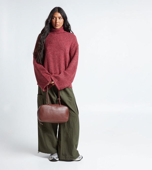 boohoo Sweaters - Burgundy Turtle neck Sweaters