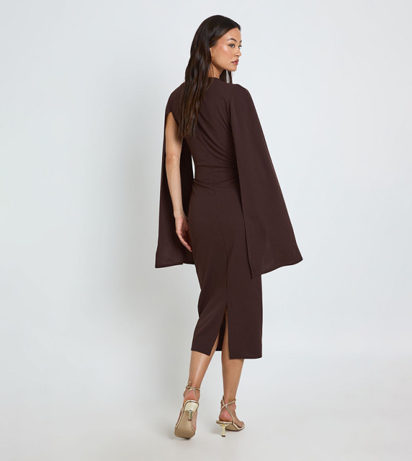 بوهو  modest-dressing - بني  Midi Dresses