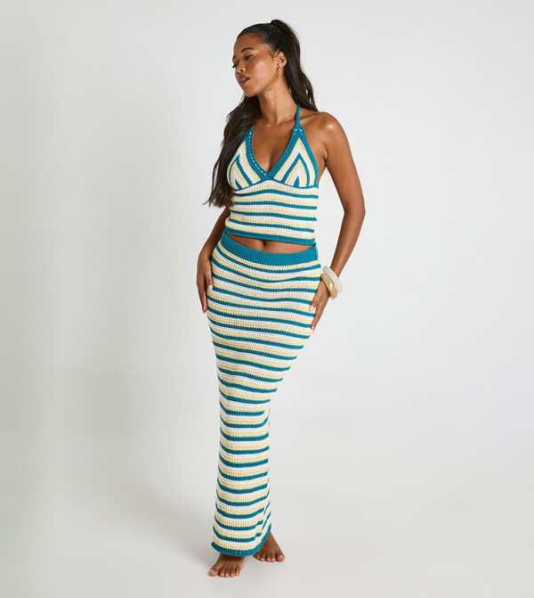 بوهو  resort-edit - أزرق Cropped Tops