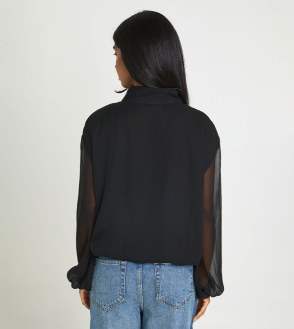 boohoo  the-high-neck-shift - BLACK Casual Tops