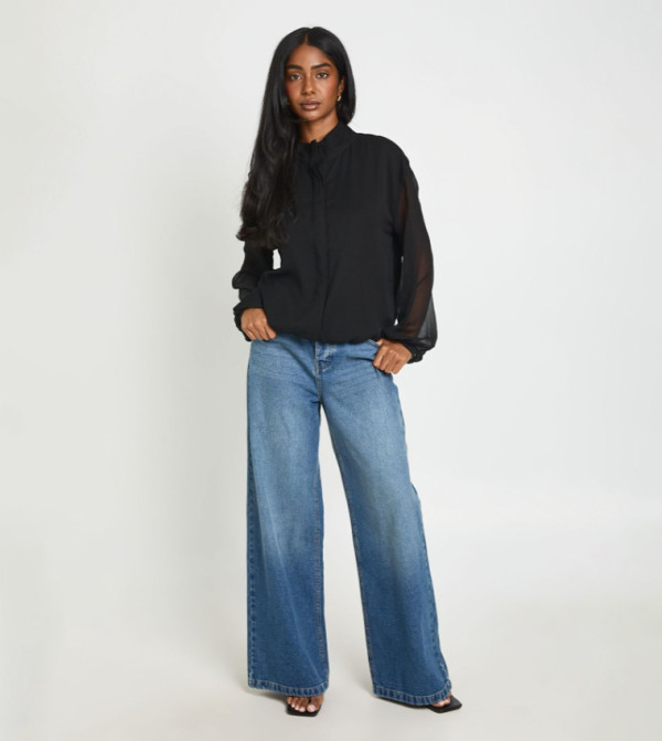 boohoo  the-high-neck-shift - BLACK Casual Tops