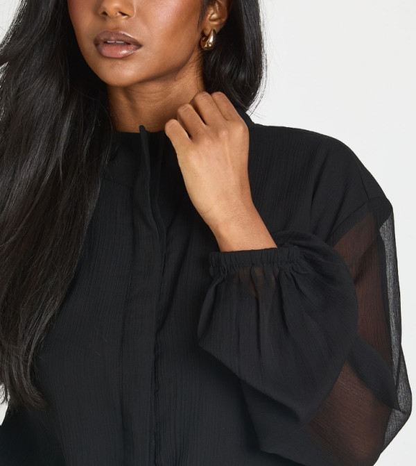boohoo  the-high-neck-shift - BLACK Casual Tops